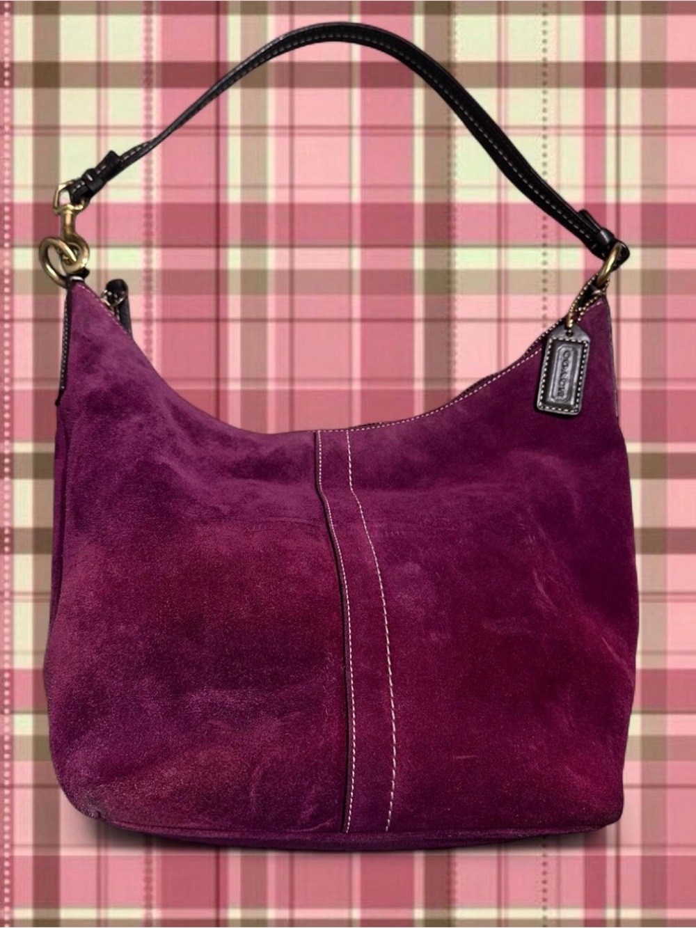 Vintage Suede Coach Legacy Hobo  Shoulder Bag in Burgundy Wine Color